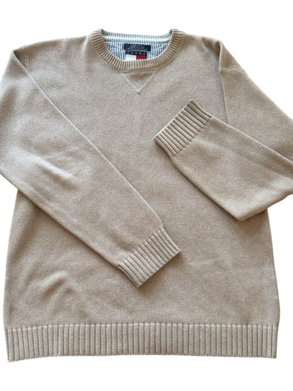 Tommy Hilfiger Beige Cotton Crewneck Sweater Men's Size L